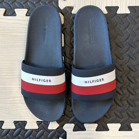 Tommy Hilfiger Men's Earthy Dark Blue and white Slide Sandal size men 11 - Picture 2 of 9